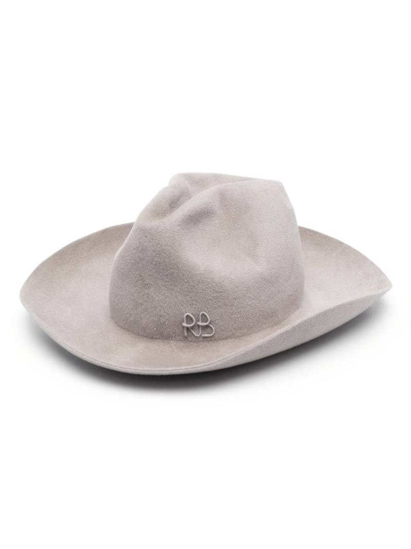 Ruslan Baginskiy logo-embroidered wool felt fedora hat - Grey von Ruslan Baginskiy