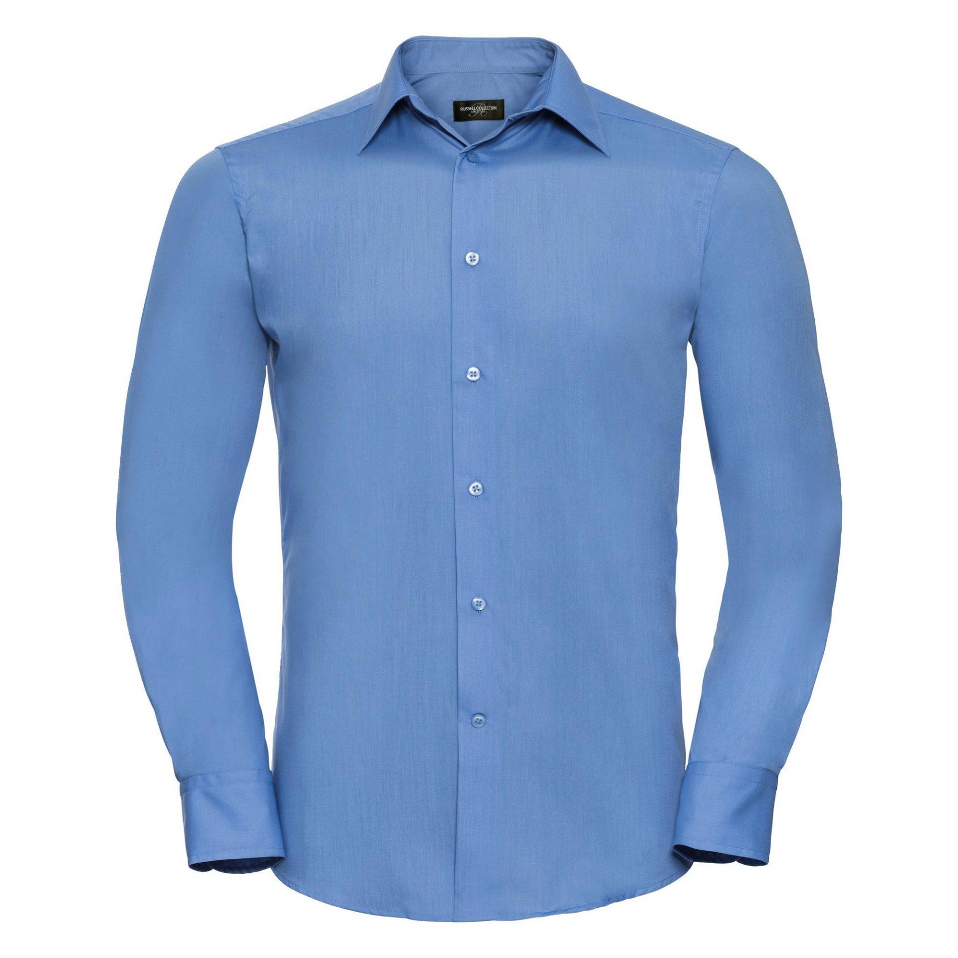 Collection Popeline Hemd, Langarm, Pflegeleicht Herren Blau 3XL von Russell