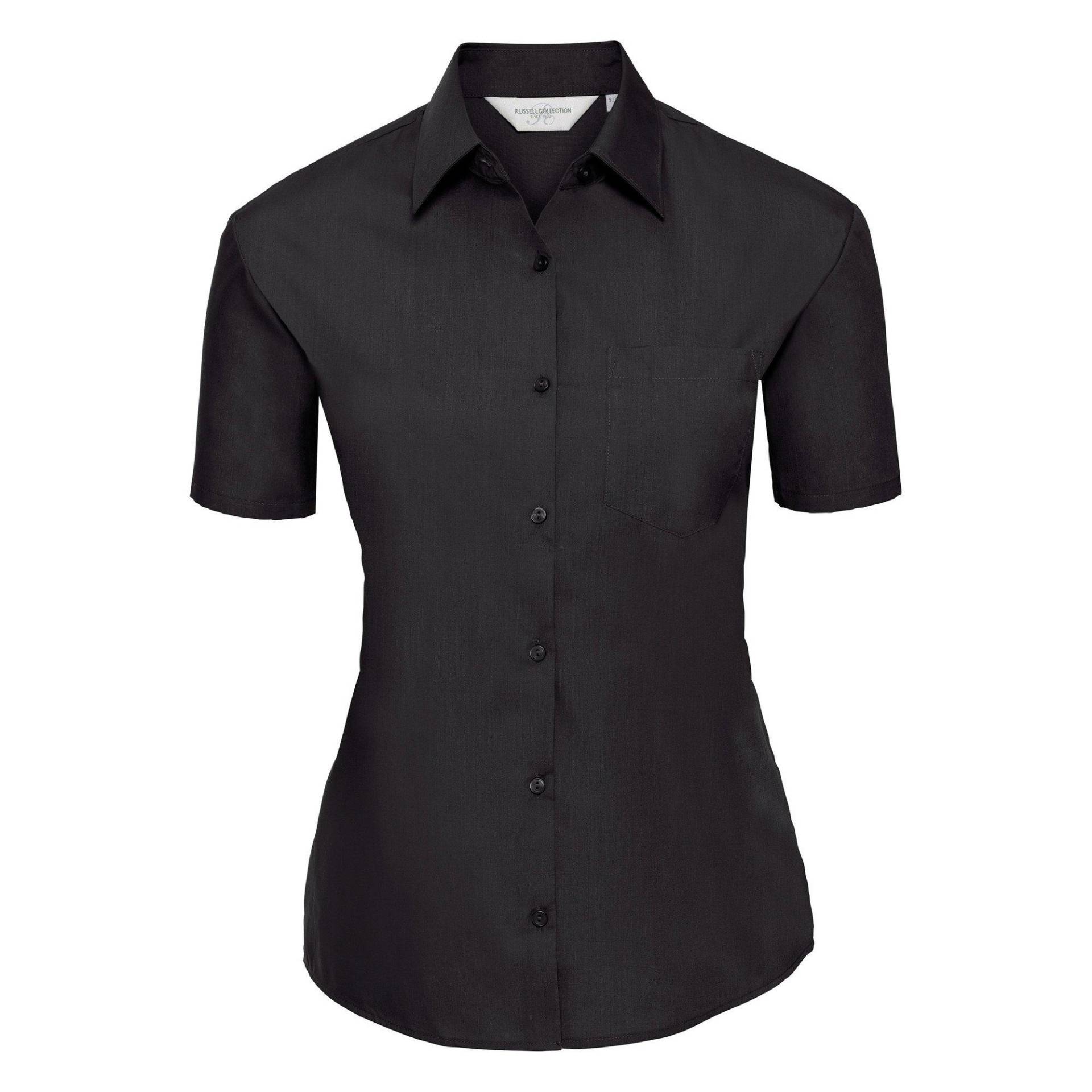 Collection Poplin Bluse, Kurzarm, Pflegeleicht Damen Schwarz 4XL von Russell