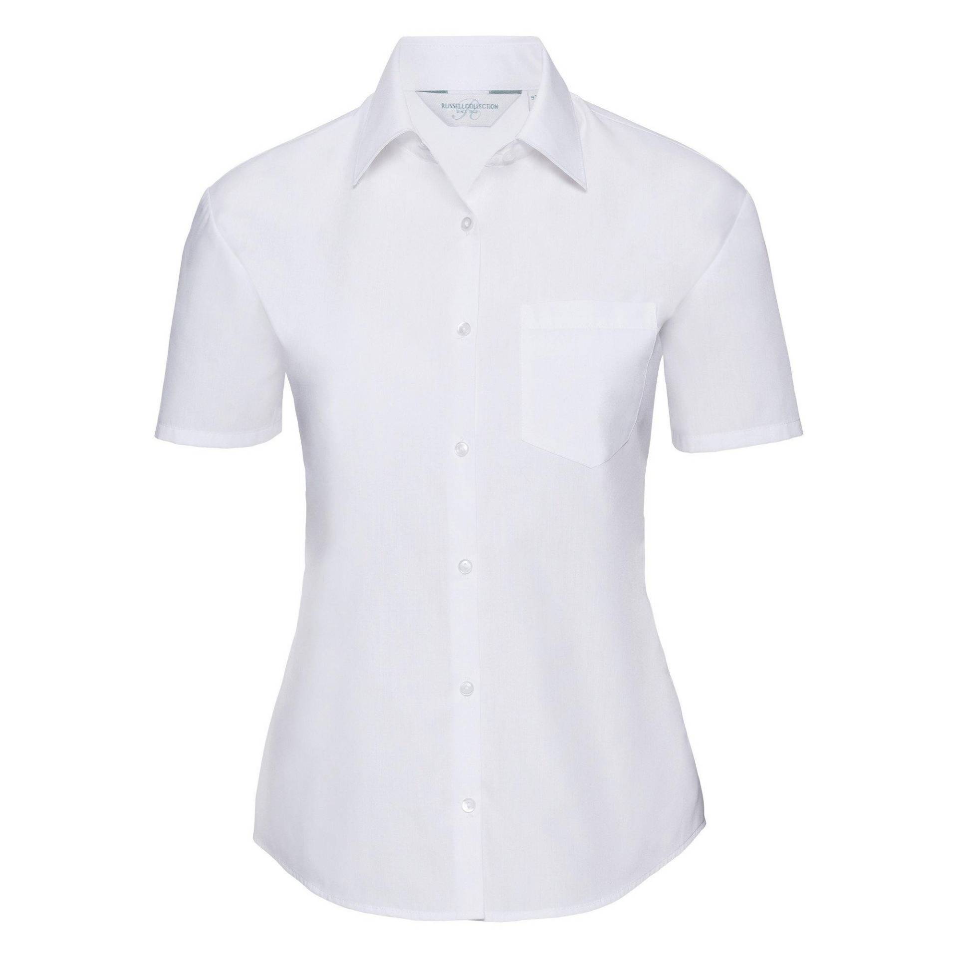 Collection Poplin Bluse, Kurzarm, Pflegeleicht Damen Weiss S von Russell