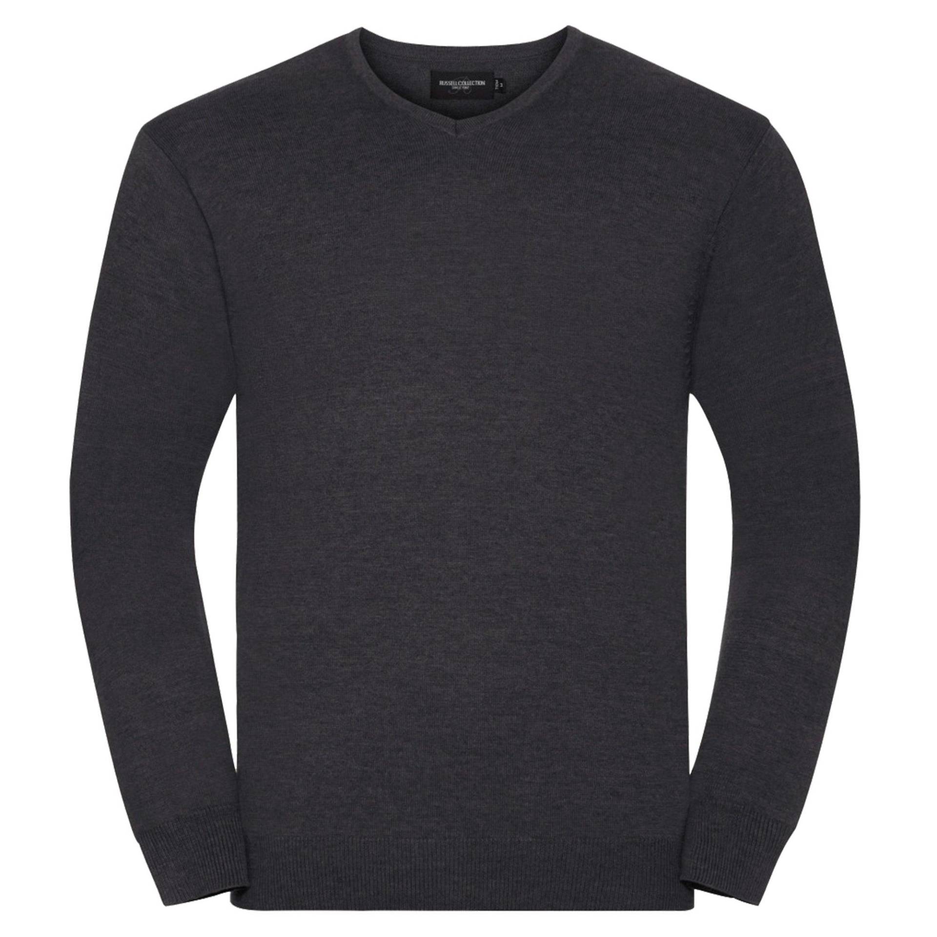 Collection Strickpullover Mit Vausschnitt Herren Charcoal Black 3XL von Russell