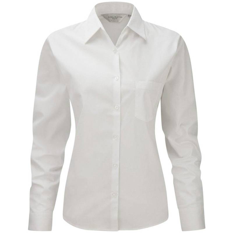 Jerzees Baumwollhemd Bluse Arbeitsbluse, Langärmlig Damen Weiss 3XL von Russell