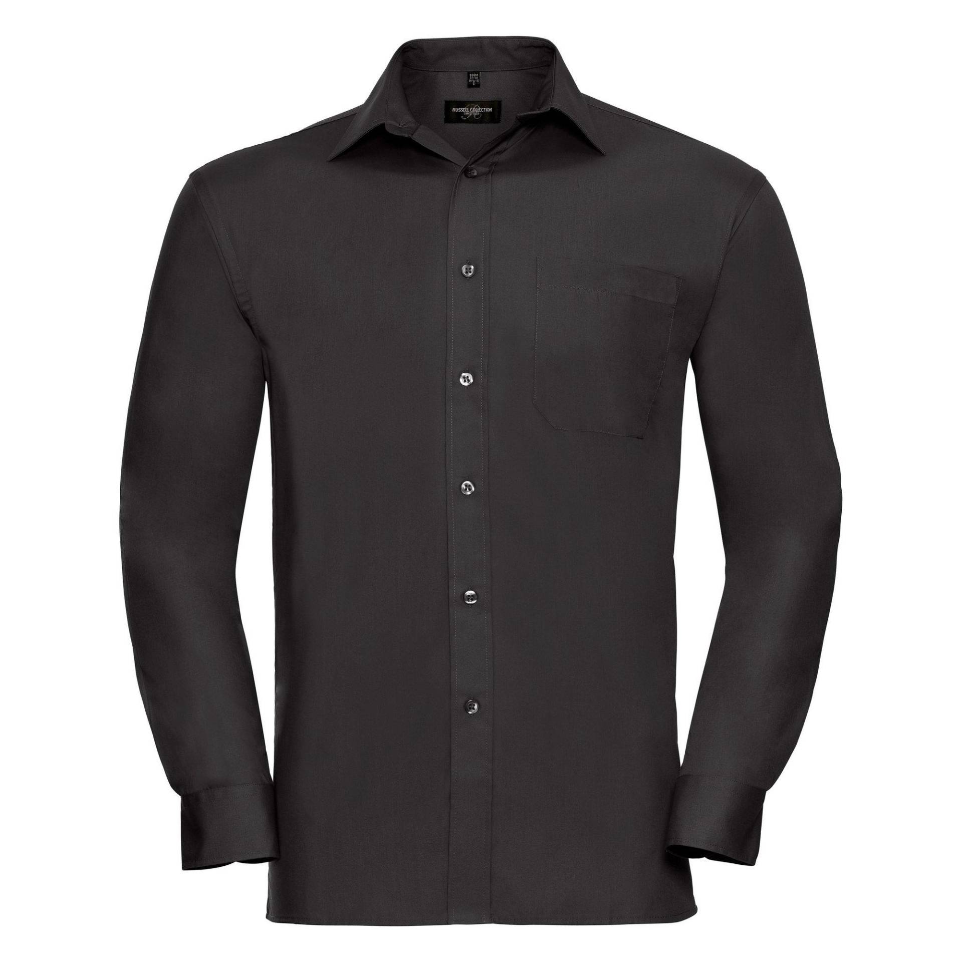 Hemd Businesshemd, Langärmlig Herren Schwarz 4XL von Russell