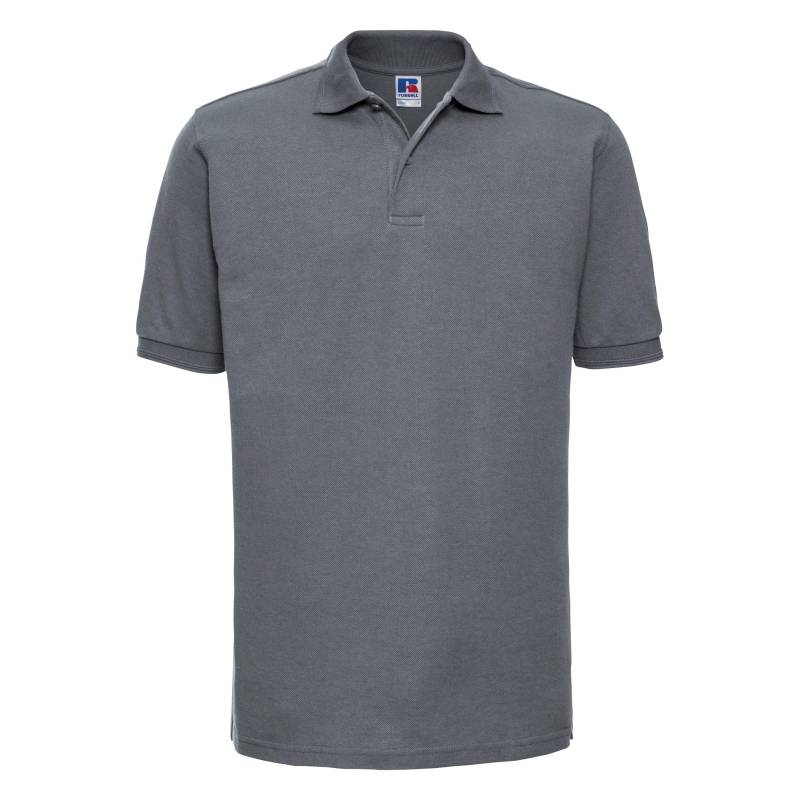 Ripp Poloshirt, Kurzarm Herren Grau L von Russell