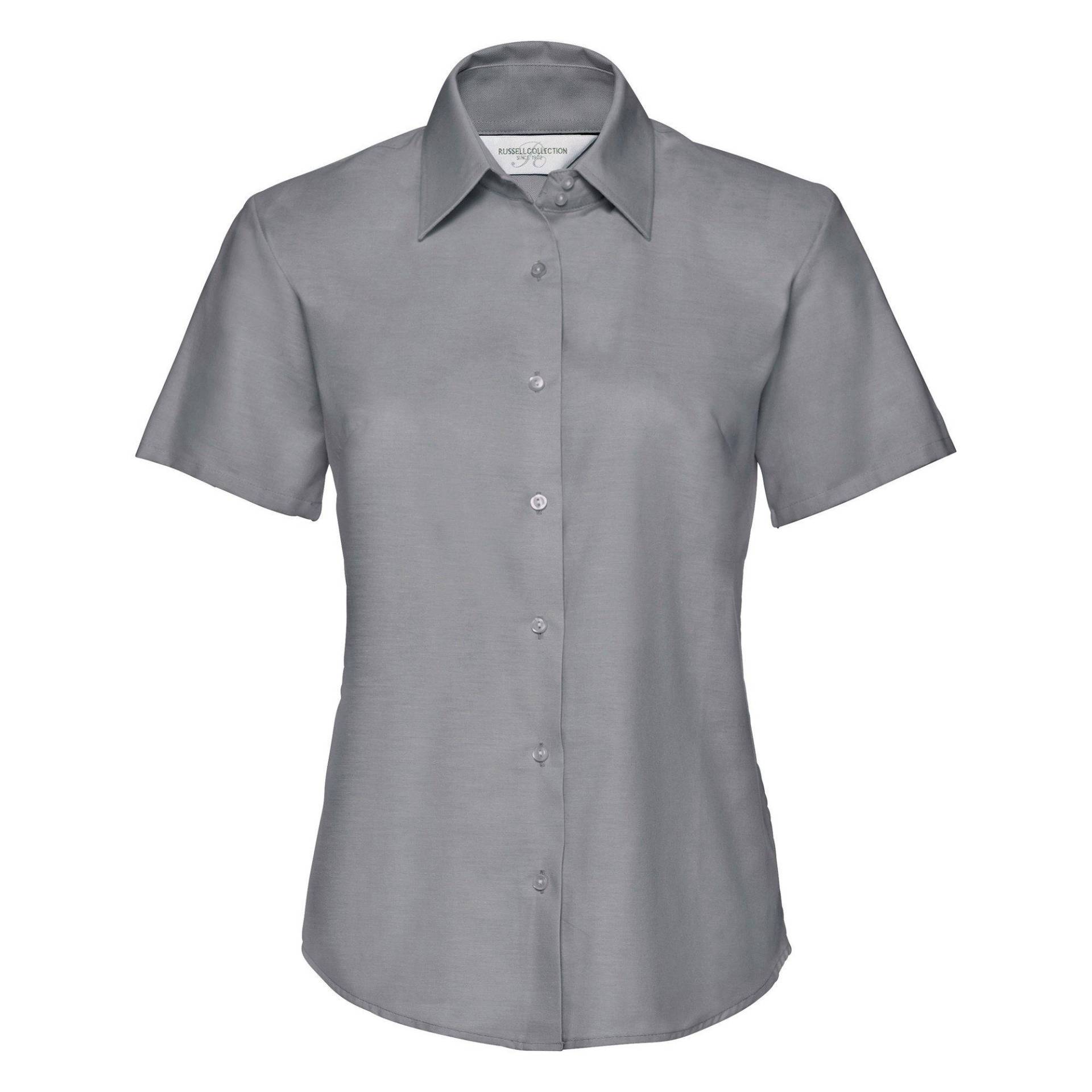 Collection Easy Care Oxford Bluse, Kurzarm Damen Silber M von Russell