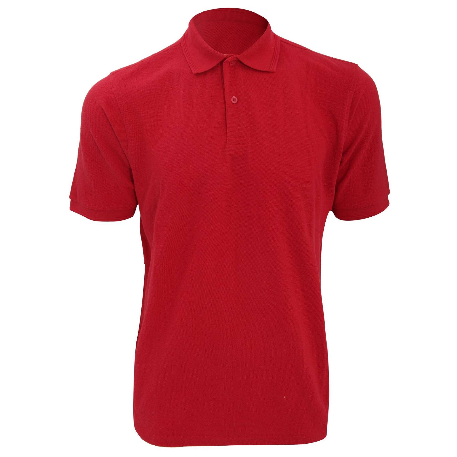 Ripple Collar & Cuff Kurzarm Polo Shirt Herren Rot Bunt M von Russell