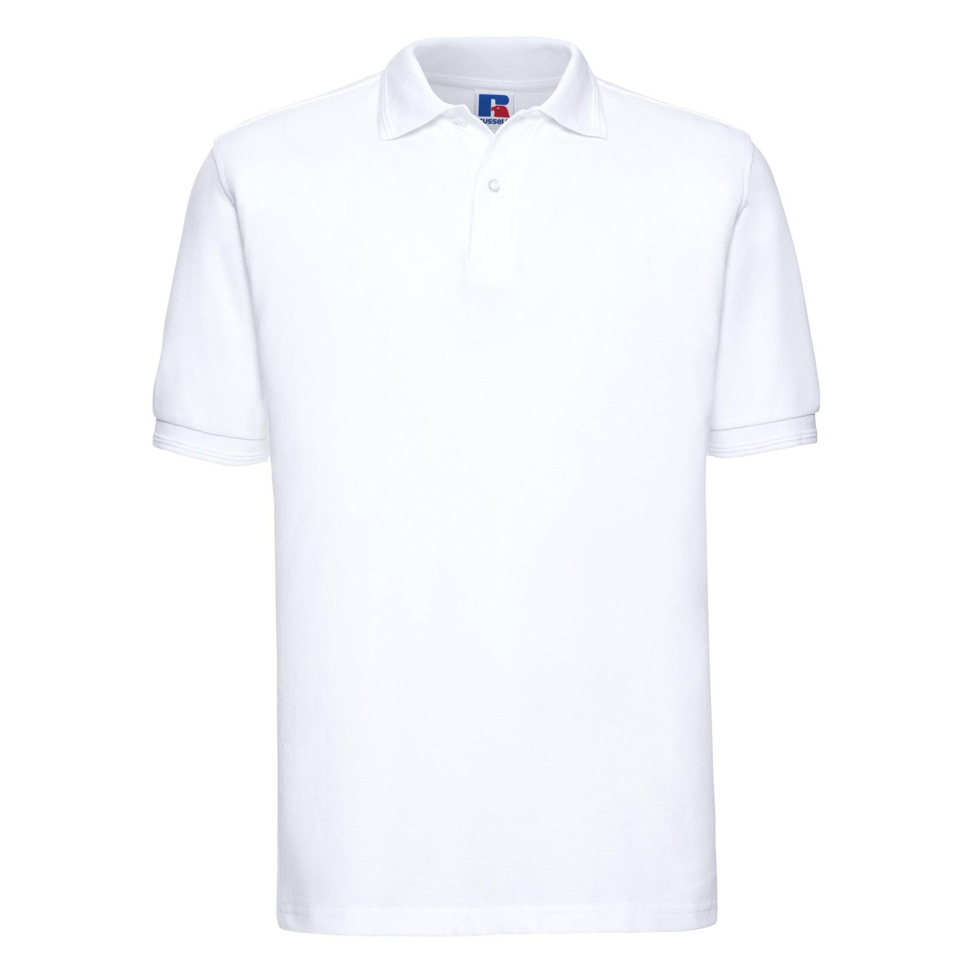 Ripple Collar & Cuff Kurzarm Polo Shirt Herren Weiss S von Russell