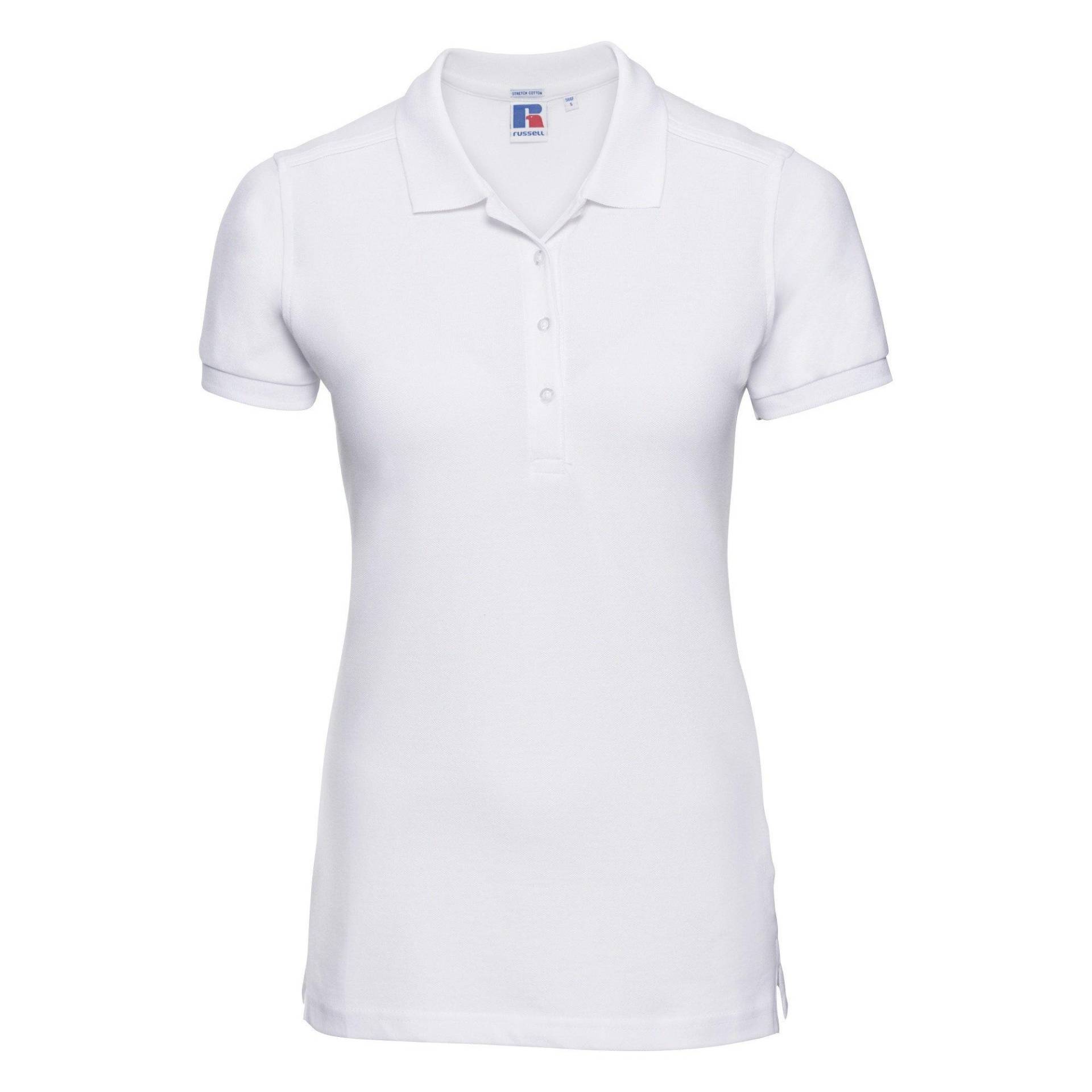 Stretch Poloshirt, Kurzarm Damen Weiss S von Russell