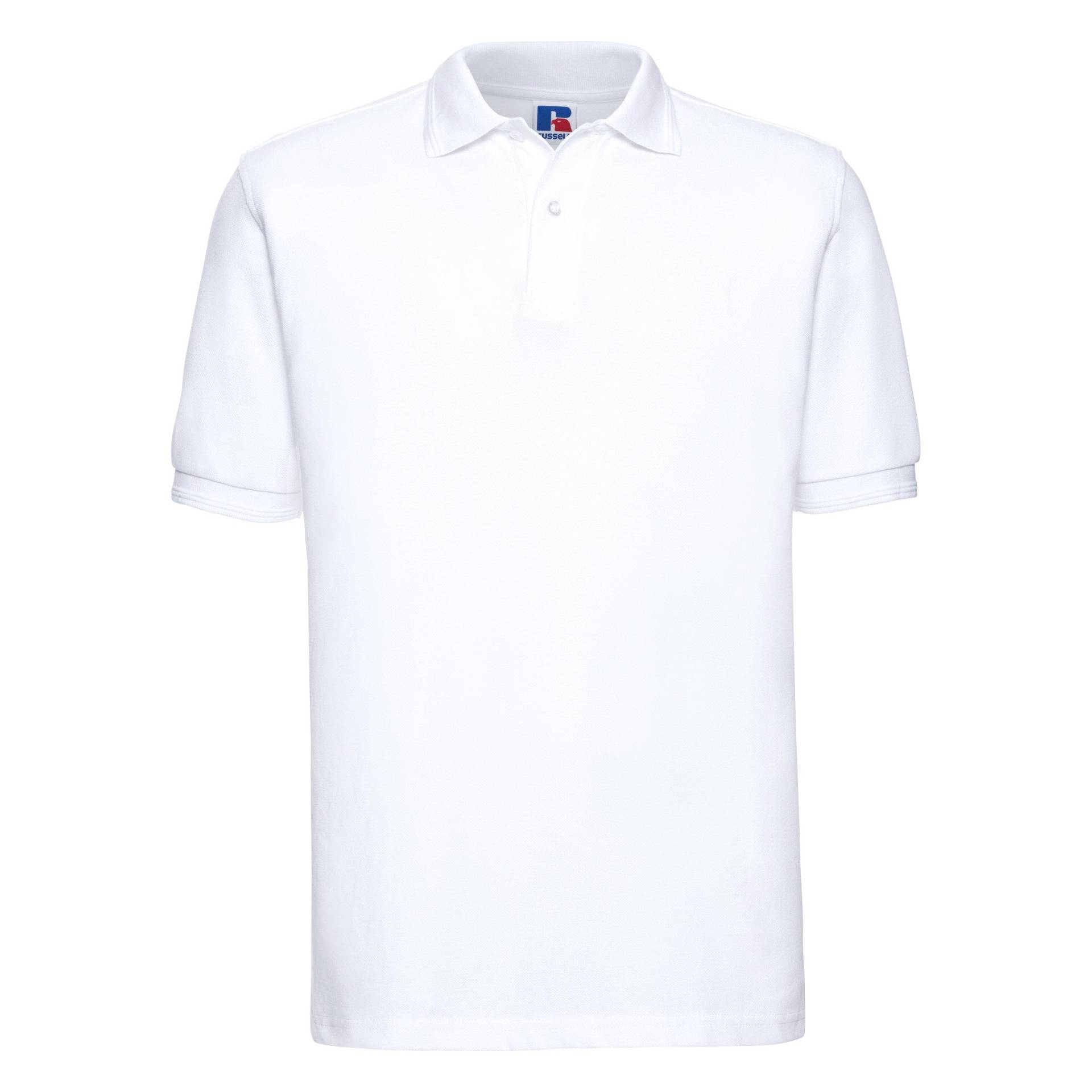 Ripple Collar & Cuff Kurzarm Polo Shirt Herren Weiss XL von Russell