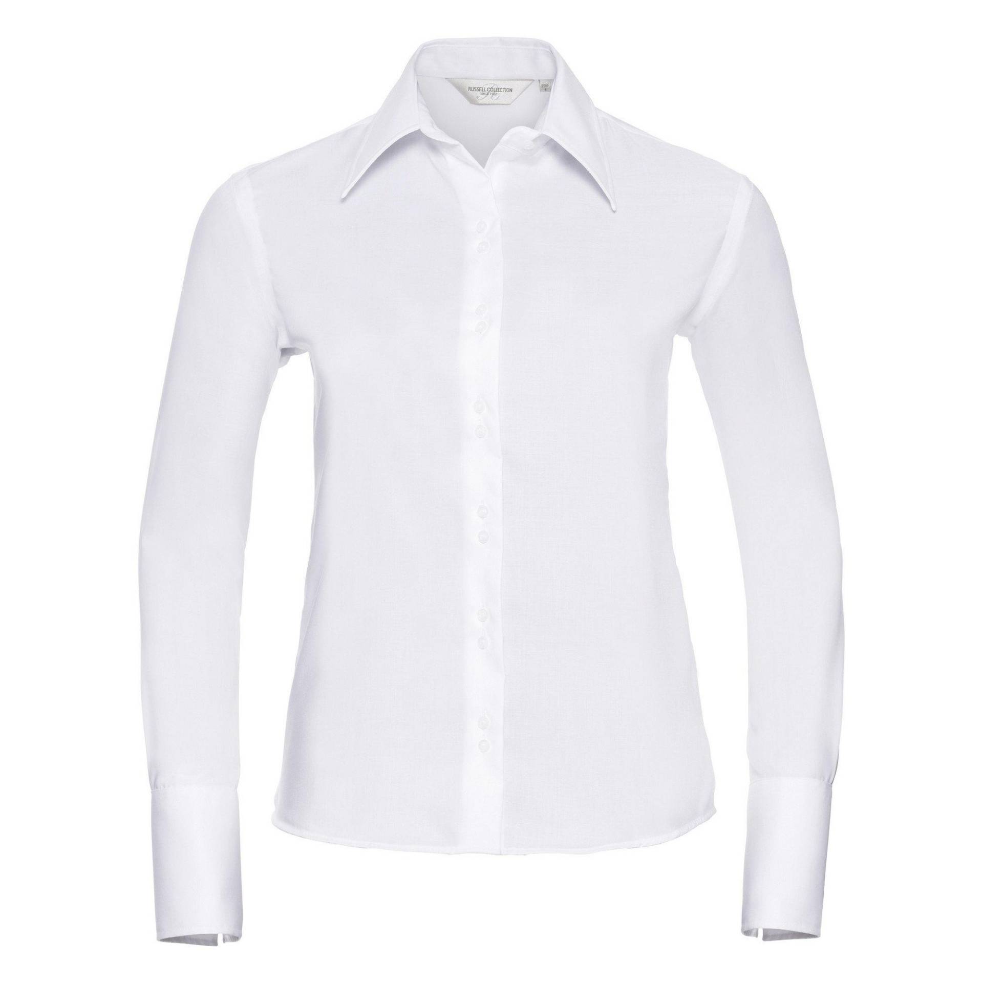 Collection Bluse, Langarm, Bügelfrei Damen Weiss XL von Russell