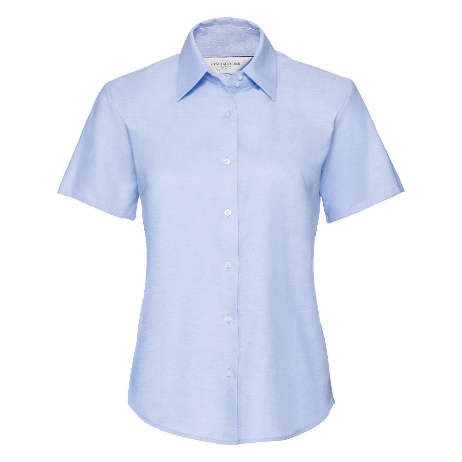 Collection Easy Care Oxford Bluse, Kurzarm Damen Blau XL von Russell