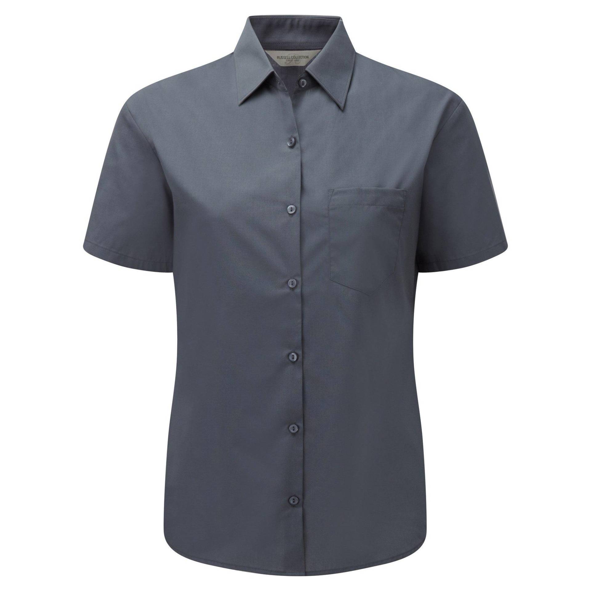 Collection Poplin Bluse, Kurzarm, Pflegeleicht Damen Grau XS von Russell