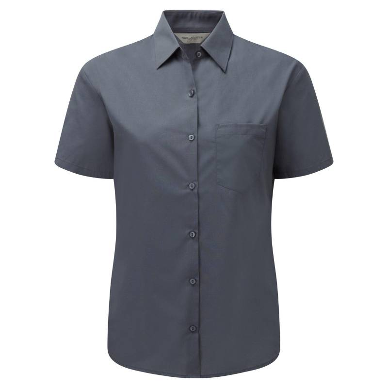 Collection Poplin Bluse, Kurzarm, Pflegeleicht Damen Grau XS von Russell