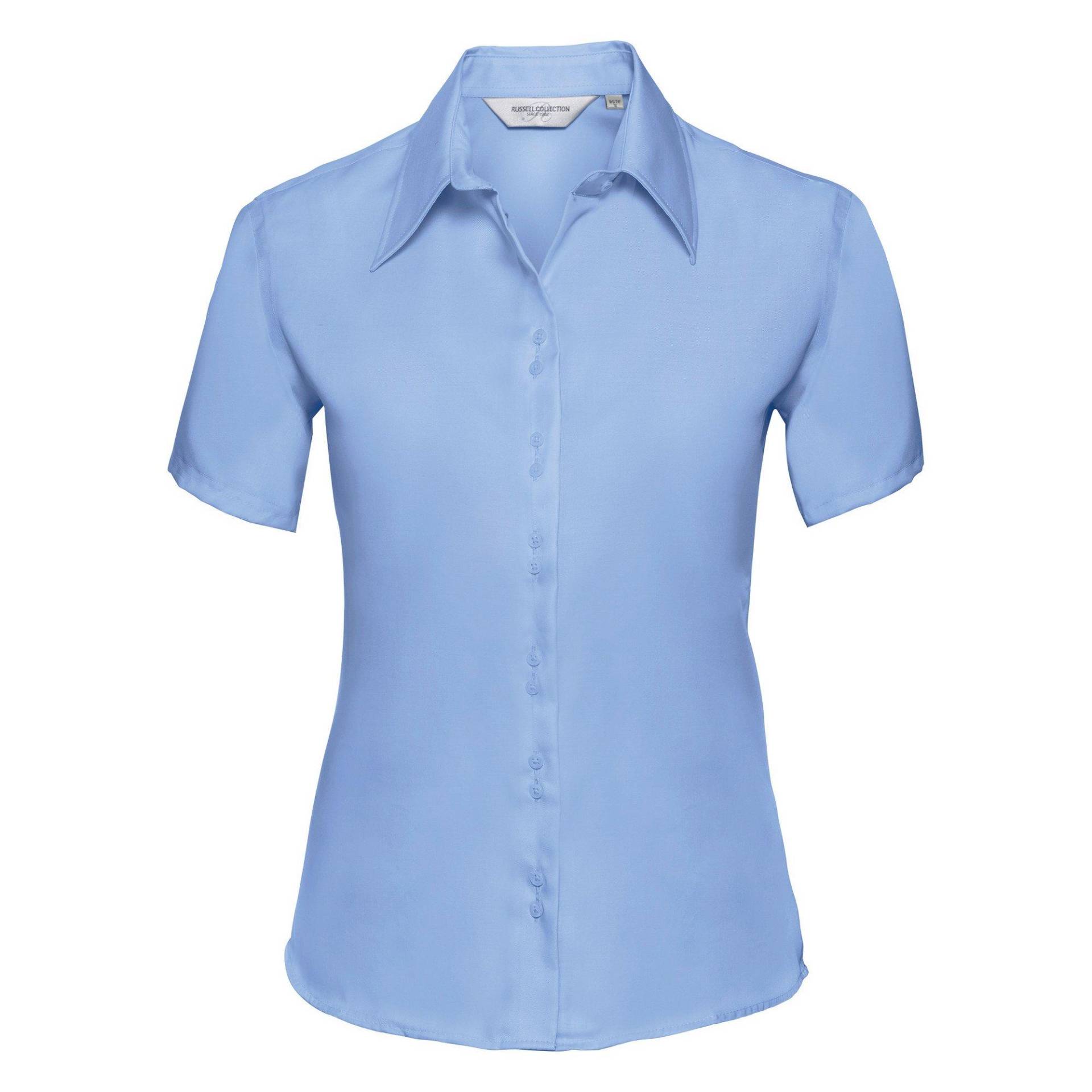 Collection Bluse, Kurzarm, Bügelfrei Damen Himmelblau 4XL von Russell