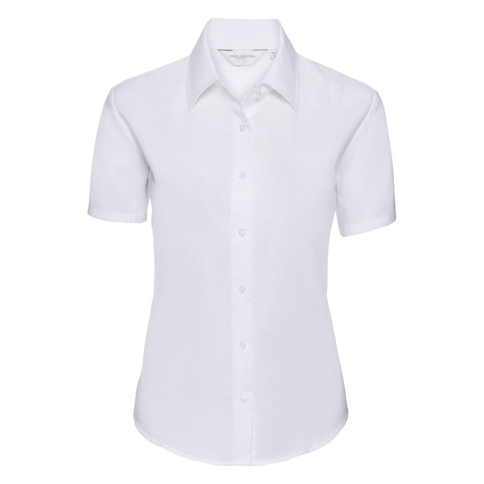 Collection Easy Care Oxford Bluse, Kurzarm Damen Weiss XS von Russell