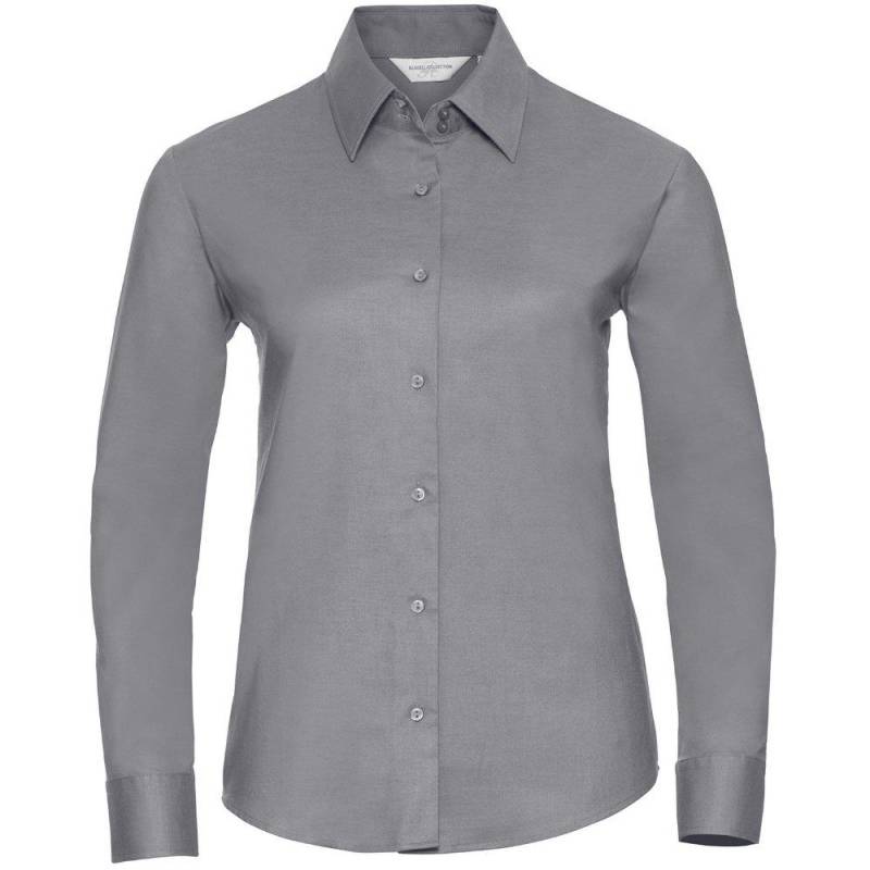 Collection Easy Care Oxford Bluse, Langarm Damen Silber 6XL von Russell