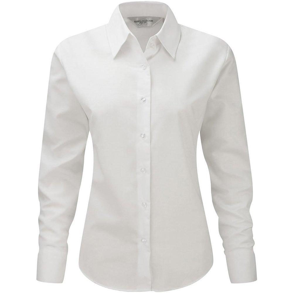 Collection Easy Care Oxford Bluse, Langarm Damen Weiss S von Russell
