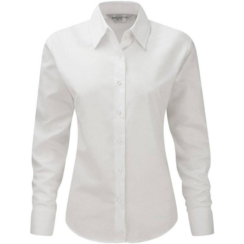 Collection Easy Care Oxford Bluse, Langarm Damen Weiss XS von Russell