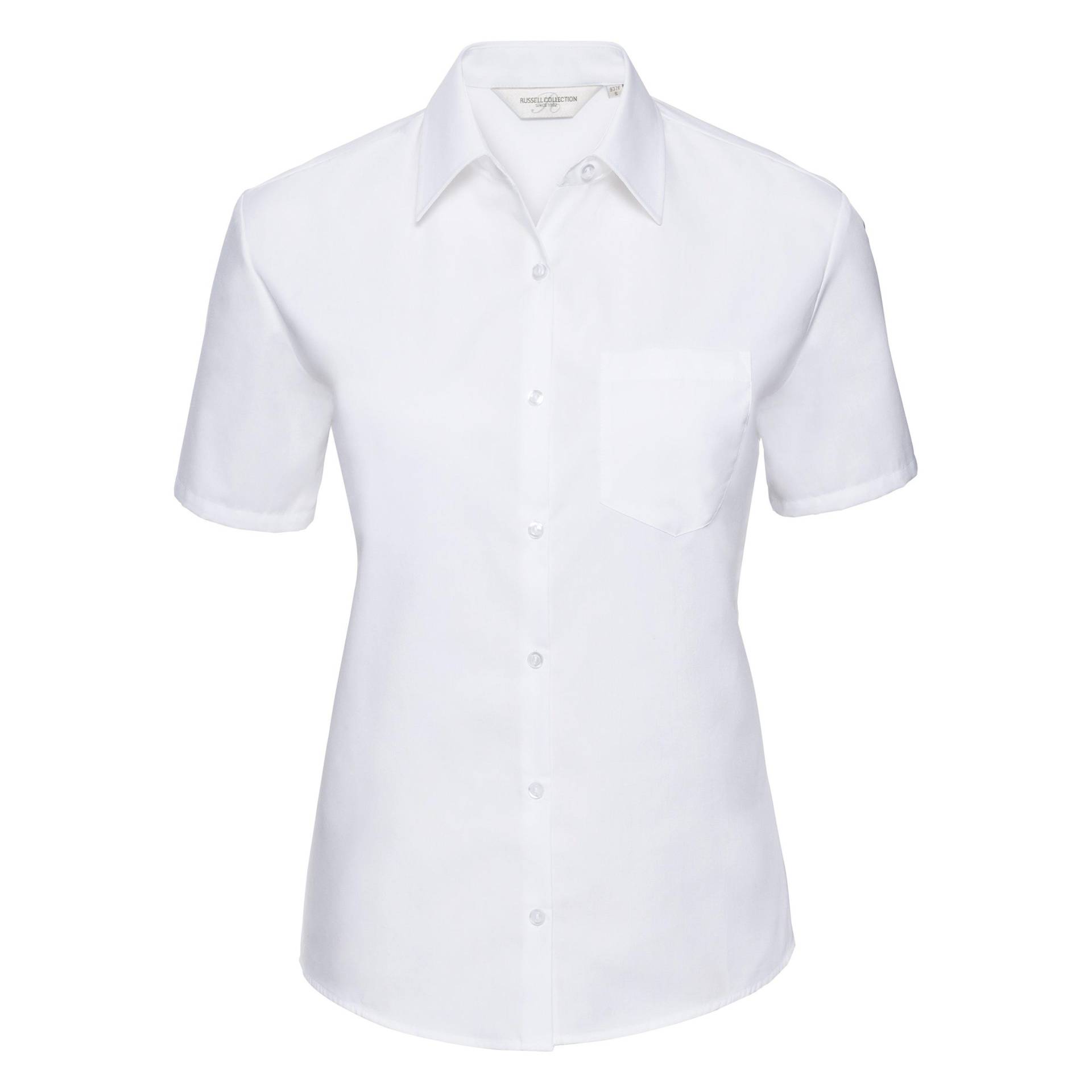 Collection Easy Care Popelinhemd Bluse Hemd, Kurzarm Damen Weiss XXL von Russell