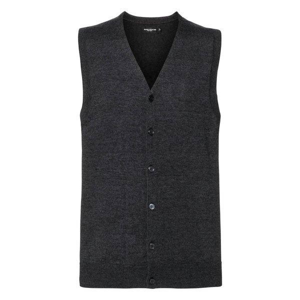 Collection Strickjacke Vausschnitt Ärmellos Herren Charcoal Black XXS von Russell