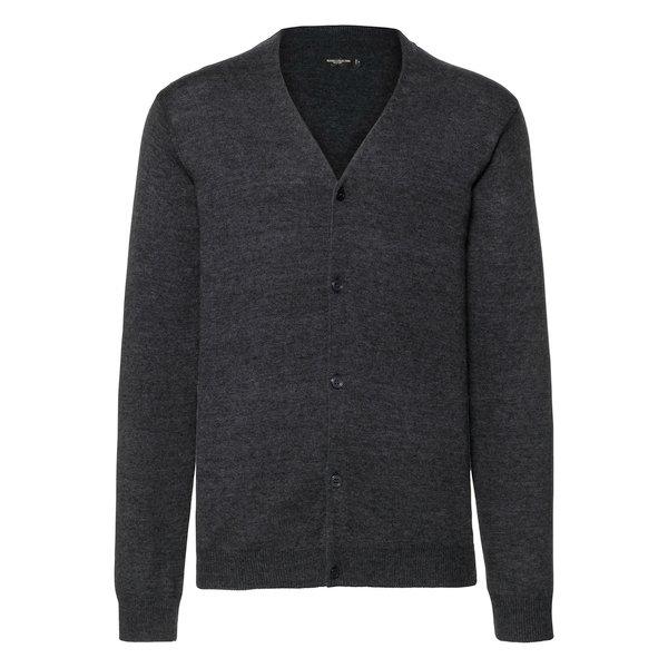 Collection Strickjacke Vausschnitt Herren Charcoal Black XS von Russell