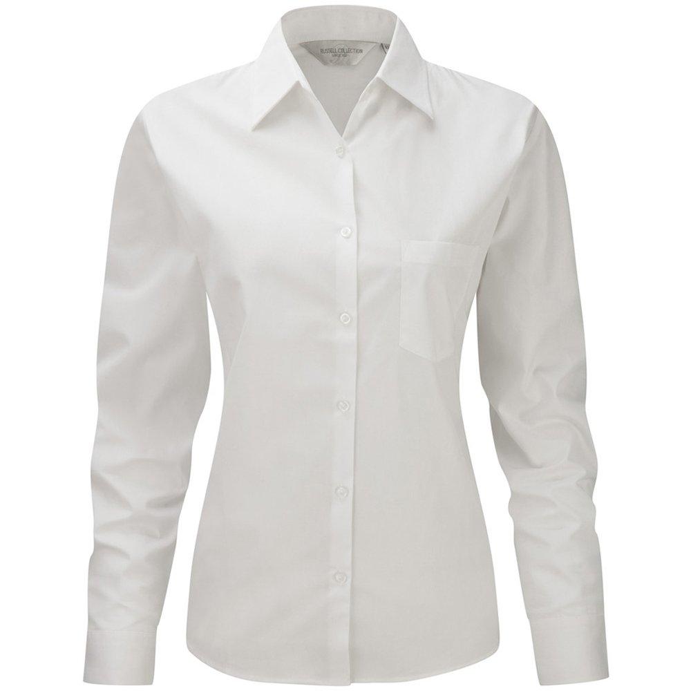 Jerzees Baumwollhemd Bluse Arbeitsbluse, Langärmlig Damen Weiss XL von Russell