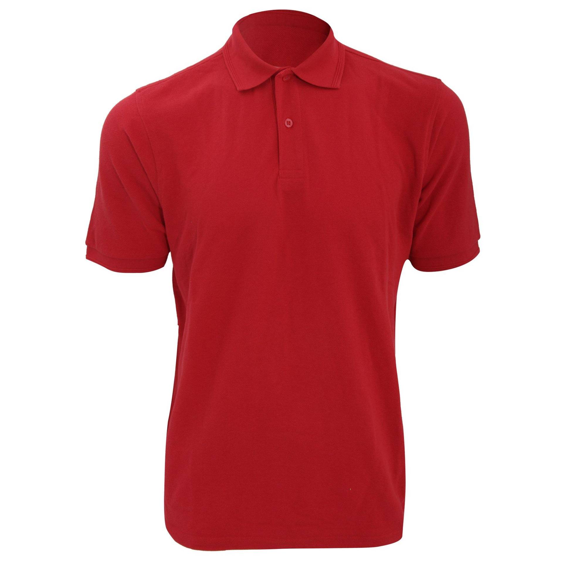 Ripple Collar & Cuff Kurzarm Polo Shirt Herren Rot Bunt XL von Russell