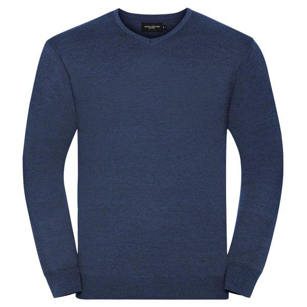 Sammlung Vneck Gestrickte Pullover Herren Blau Denim S von Russell