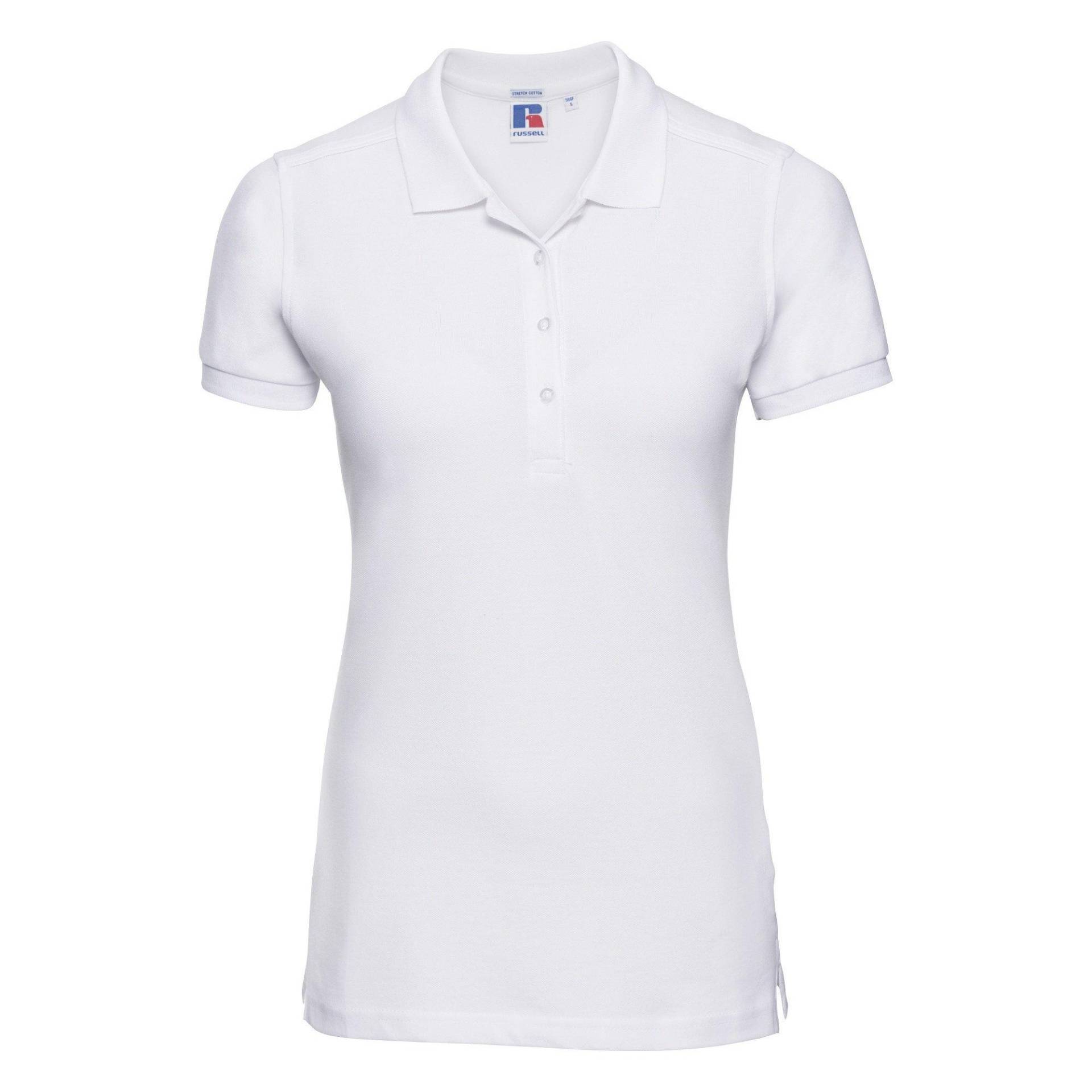 Stretch Poloshirt, Kurzarm Damen Weiss XL von Russell