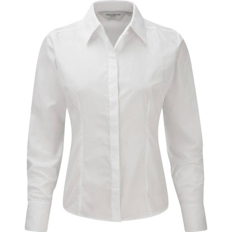 Collection Popelin Bluse Hemd, Langarm, Pflegeleicht, Tailliert Damen Weiss XS von Russell