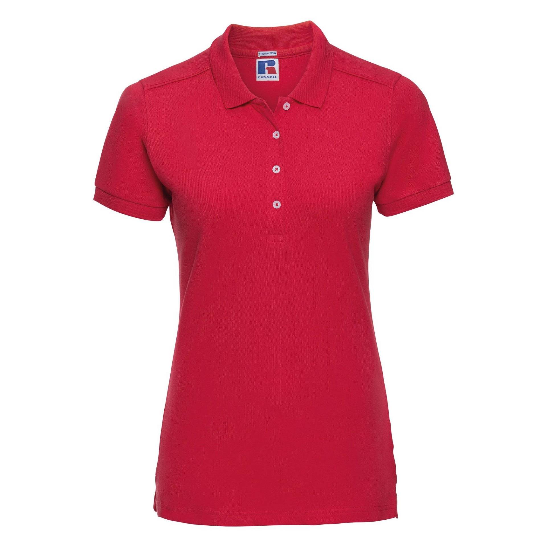 Stretch Poloshirt, Kurzarm Damen Rot Bunt XS von Russell