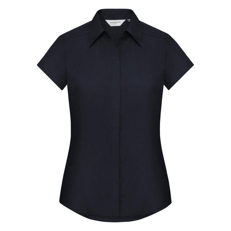 Collection Easy Care Fitted Poplin Bluse, Kurzarm Damen Marine XS von Russell