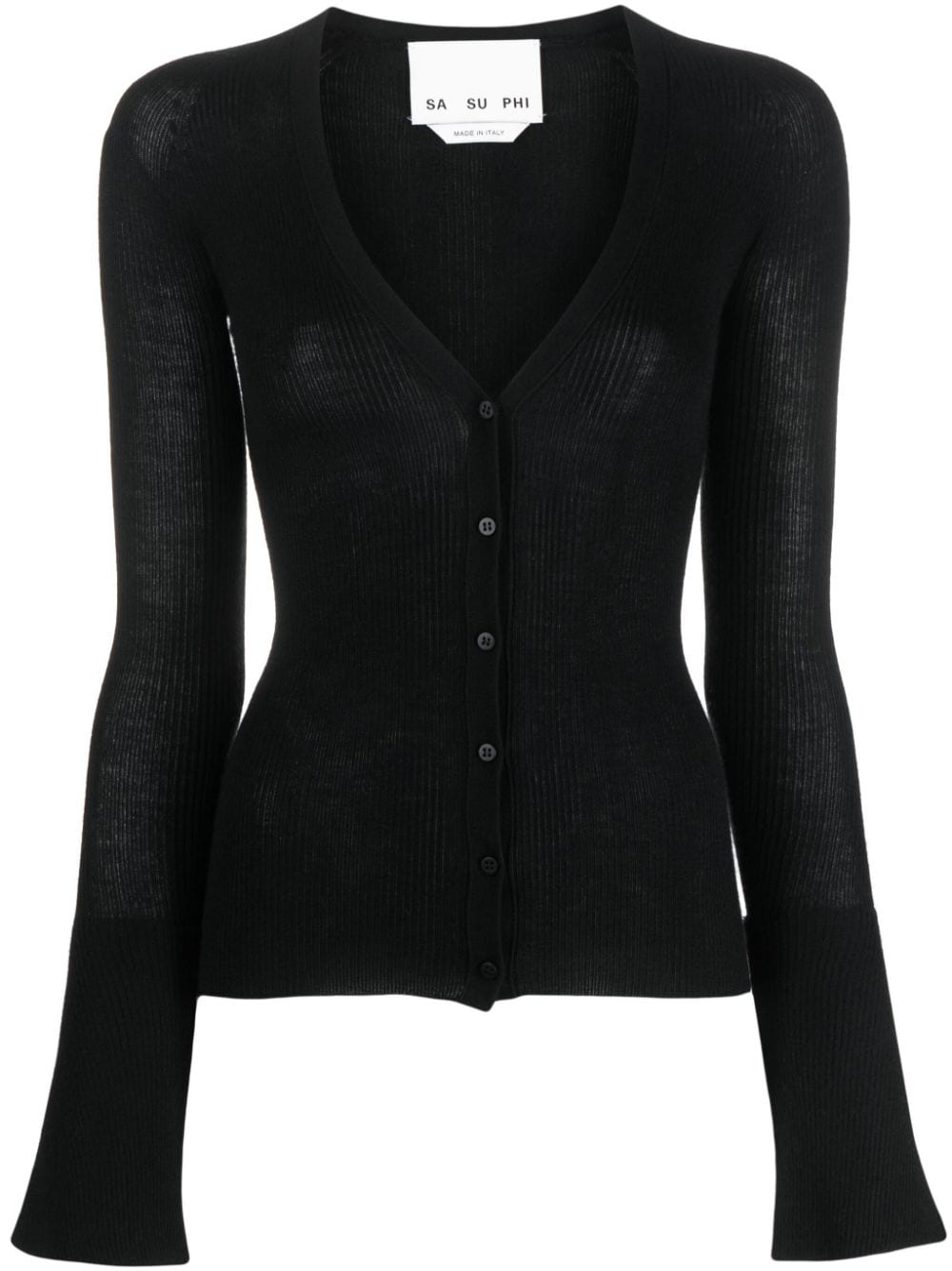 SA SU PHI V-neck ribbed cashmere-blend cardigan - Black von SA SU PHI