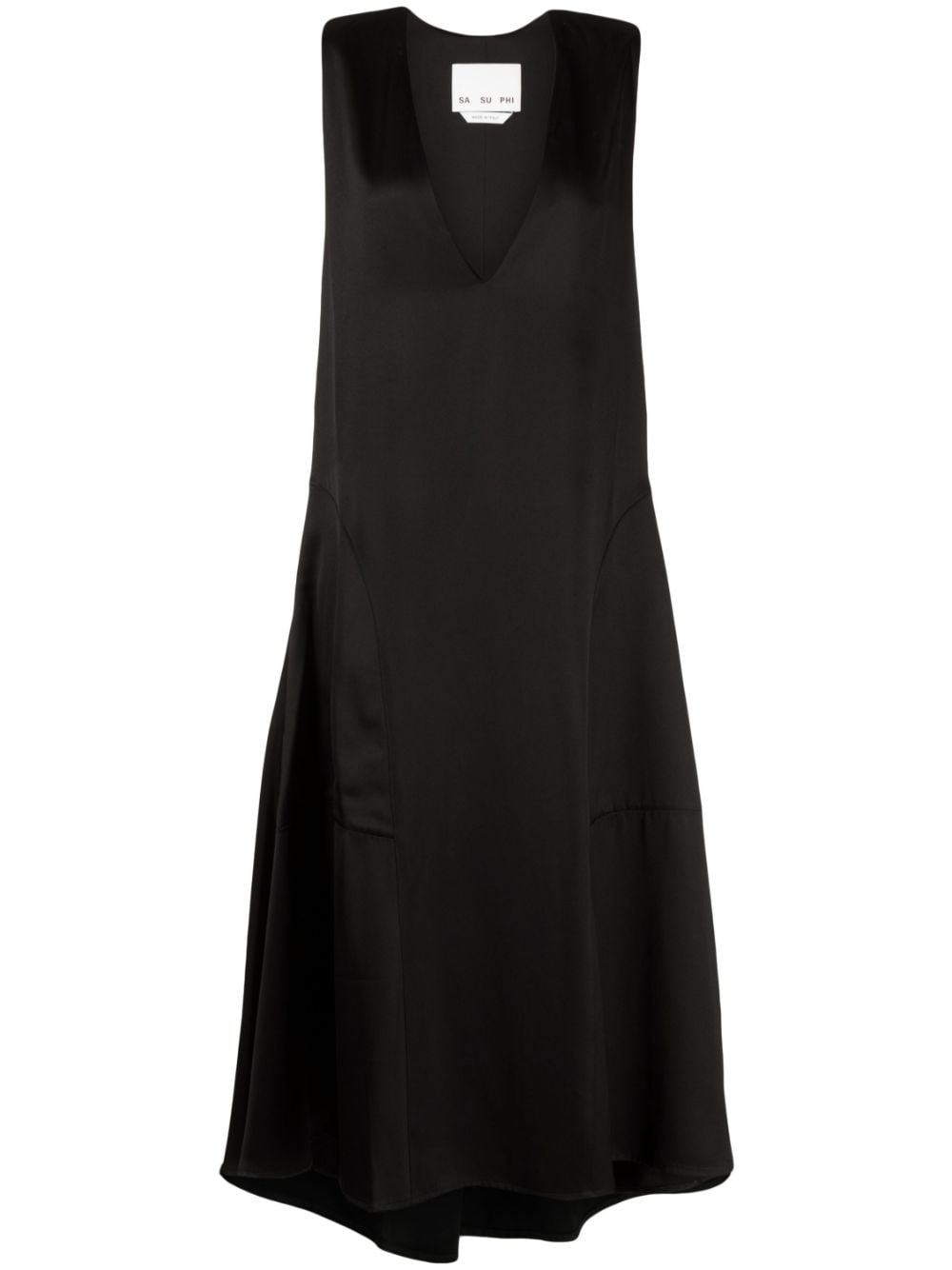 SA SU PHI V-neck sleeveless satin dress - Black von SA SU PHI