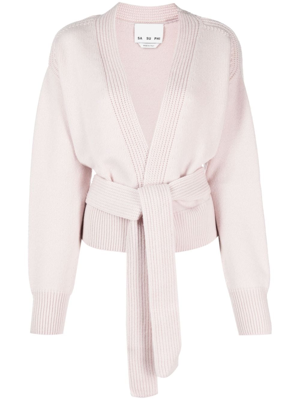 SA SU PHI belted ribbed-knit cardigan - Pink von SA SU PHI