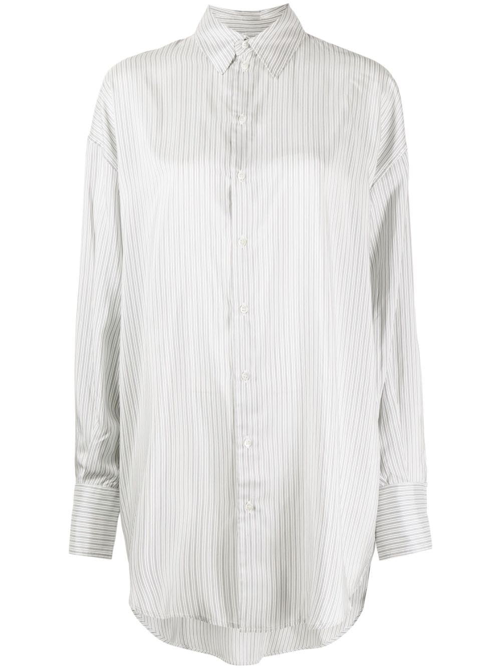 SA SU PHI long-length striped cotton shirt - White von SA SU PHI