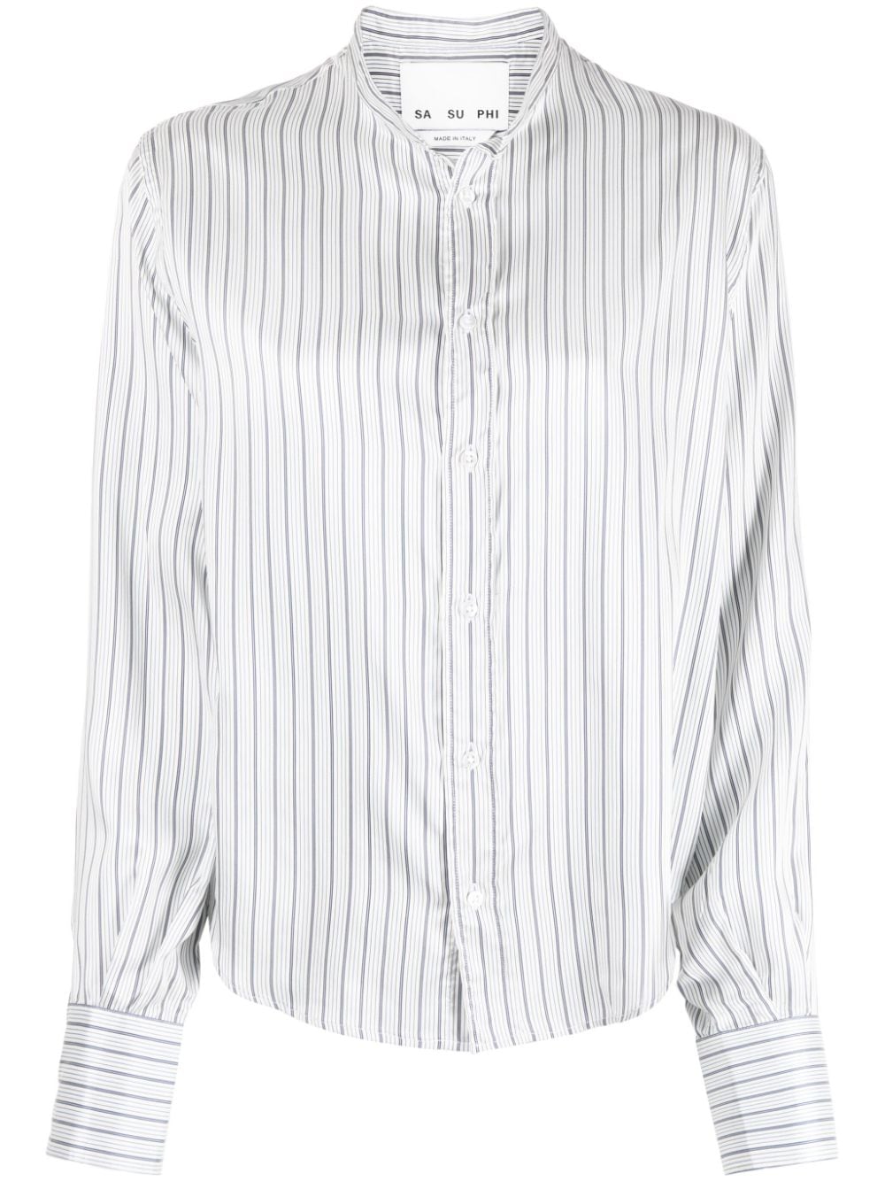 SA SU PHI striped long-sleeve silk shirt - White von SA SU PHI