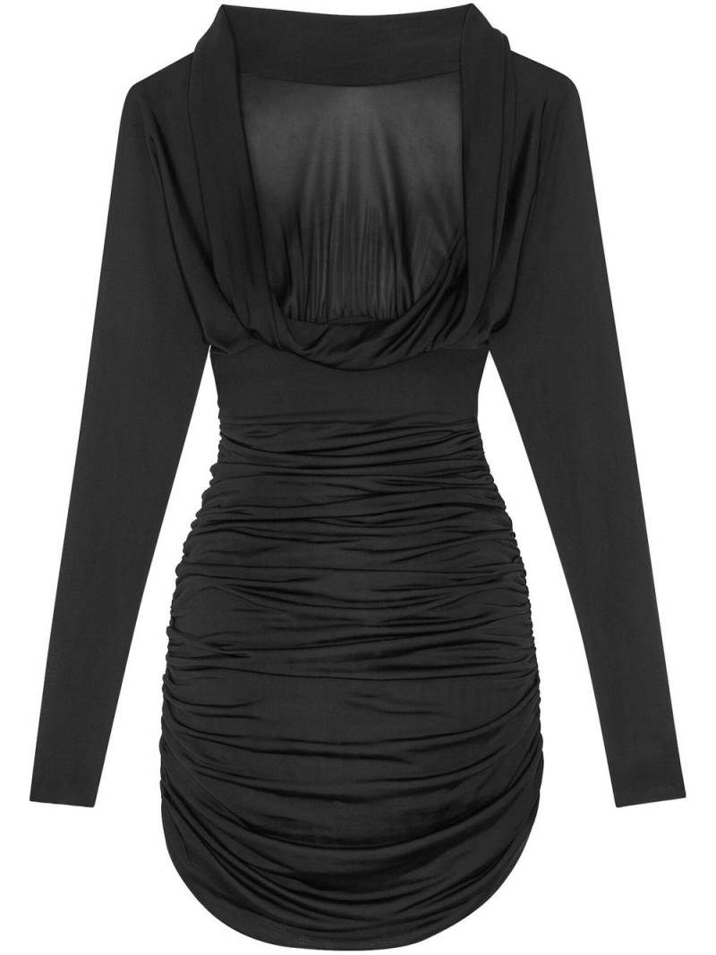 Saint Laurent ruched curved-hem long-sleeve dress - Black von Saint Laurent