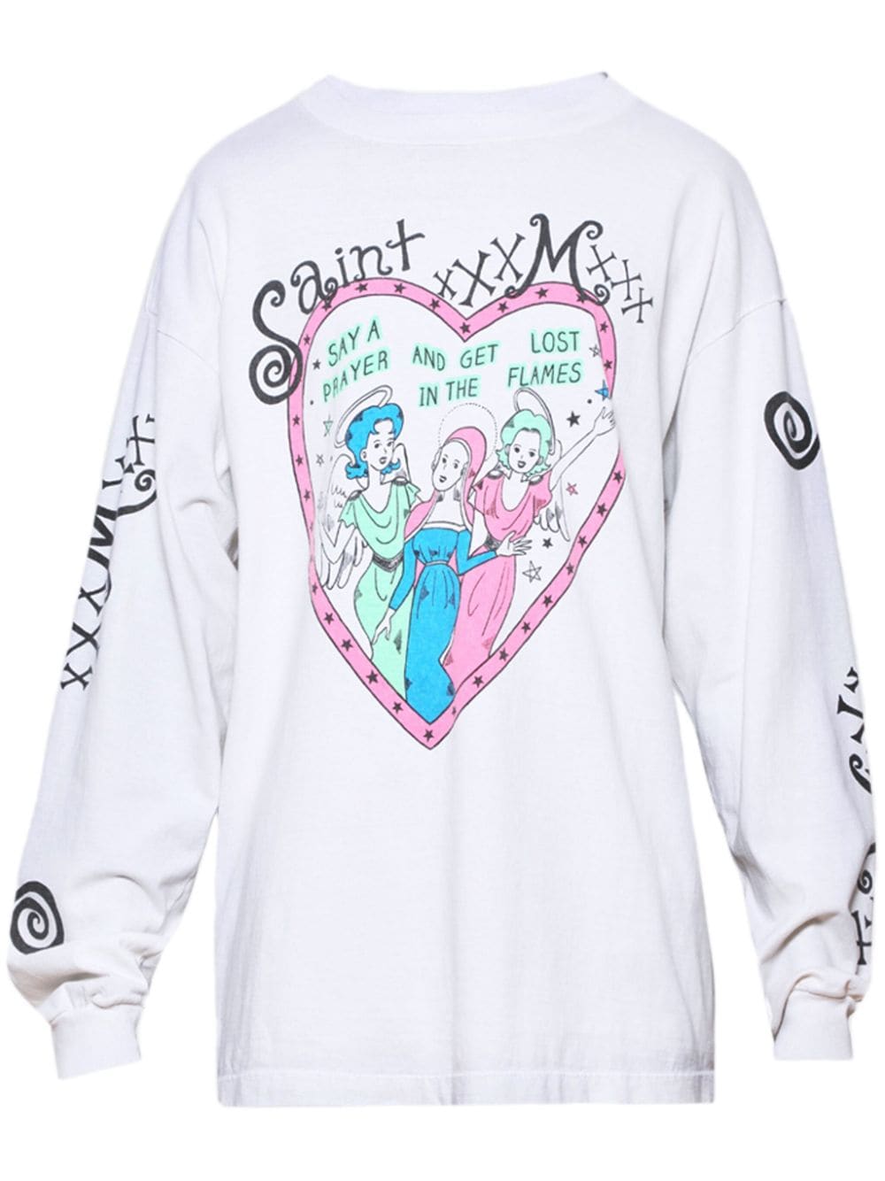 SAINT MXXXXXX Pink Heart long-sleeve T-shirt - White von SAINT MXXXXXX