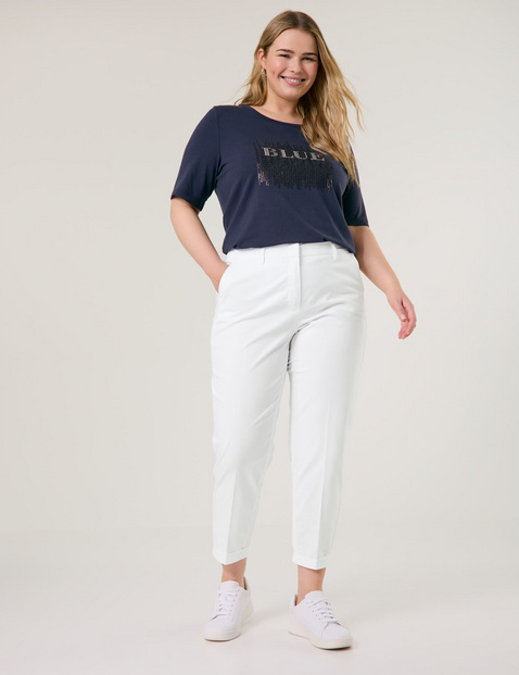 SAMOON Damen 7/8 Hose aus Baumwoll-Stretch Greta Baumwolle Normale Leibhöhe Weiss von SAMOON