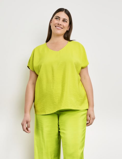SAMOON Damen Fein schimmerndes Blusenshirt 64cm Kurzarm V-Ausschnitt Viskose Grün von SAMOON