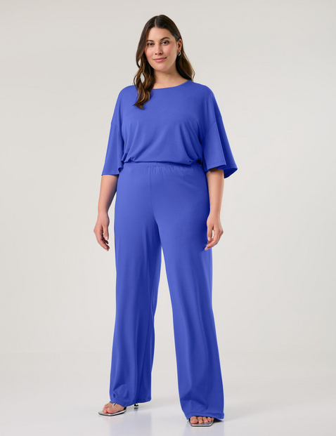 SAMOON Damen Fließende Schlupfhose aus Slinky-Jersey Normale Leibhöhe Blau von SAMOON