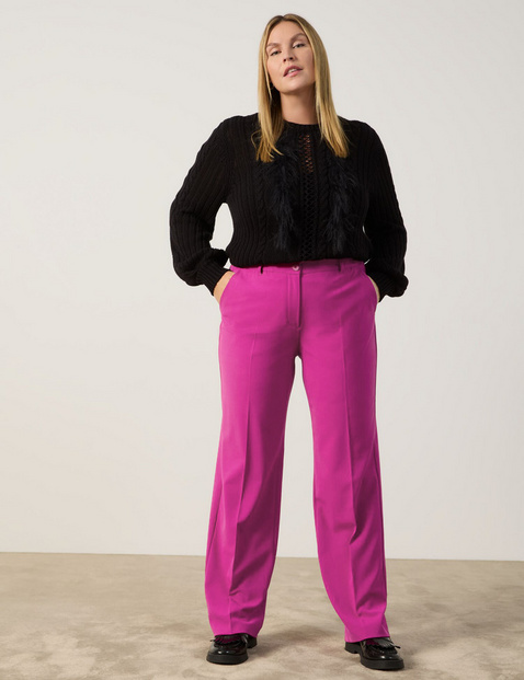 SAMOON Damen Gepflegte Bügelfaltenhose mit weitem Bein Carlotta Normale Leibhöhe Pink von SAMOON