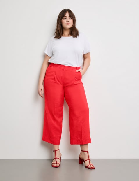 SAMOON Damen Leichte 7/8 Hose mit weitem Bein Lotta Viskose Rot von SAMOON