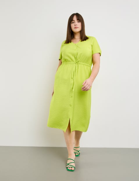 SAMOON Damen Sommerkleid in Midilänge Kurzarm V-Ausschnitt Grün von SAMOON