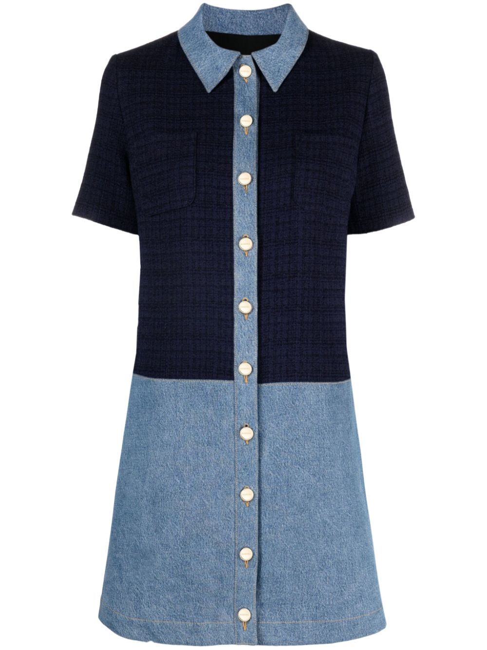 SANDRO Brooke panelled shirtdress - Blue von SANDRO