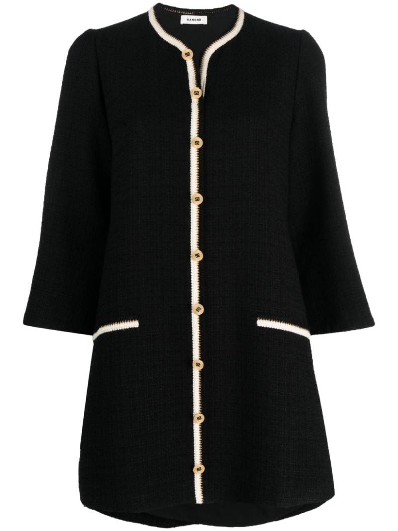 SANDRO Eva tweed long-sleeve minidress - Black von SANDRO