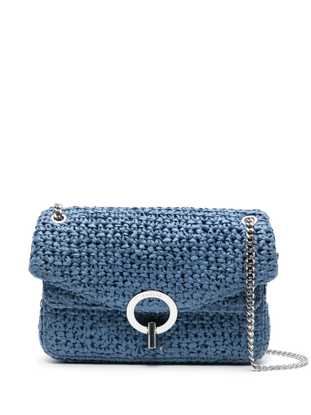 SANDRO Yza woven-raffia shoulder bag - Blue von SANDRO