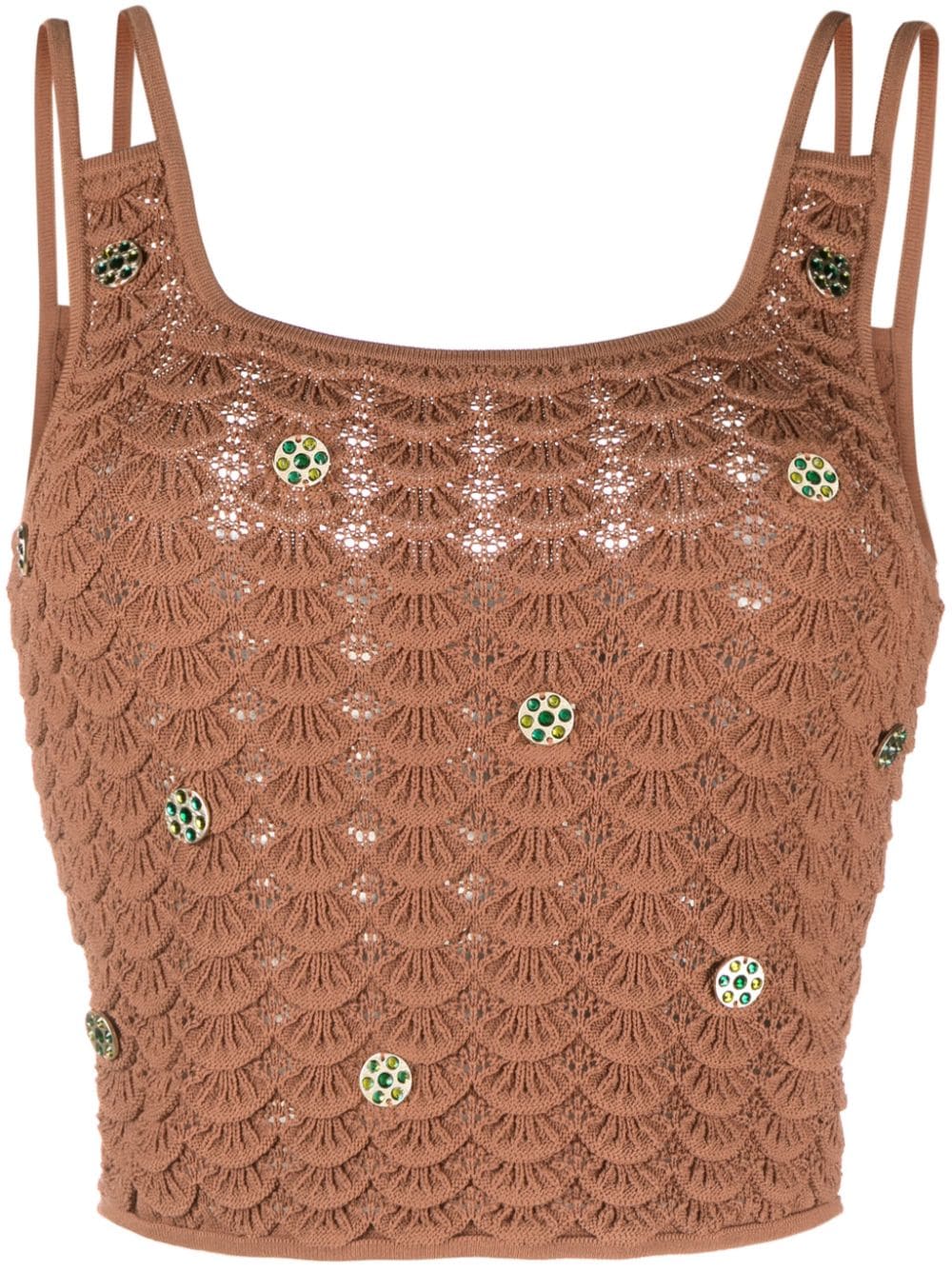 SANDRO coin-detailing scalloped tank top - Brown von SANDRO