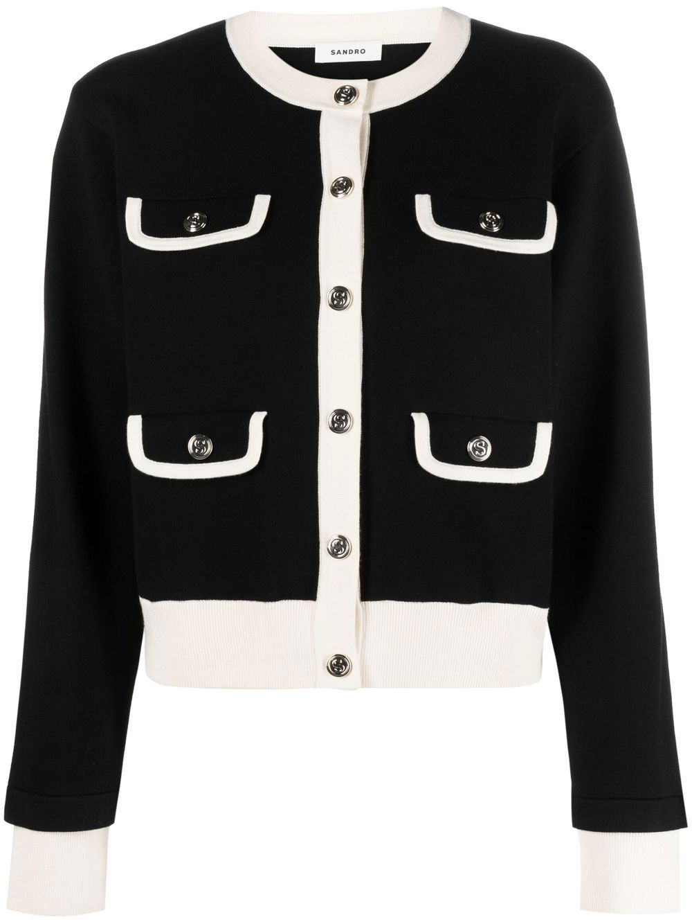 SANDRO contrast-trim buttoned cardigan - Black von SANDRO